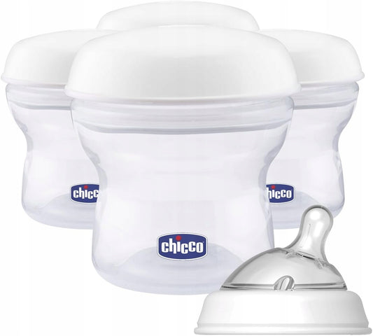 CHICCO pojemniki na mleko 4 x 150 ml + smoczek z nakrętką – zdjęcie produktu 2