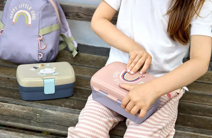 LASSIG lunchbox met uitneembaar snackbakje 460 ml REGENBOOG