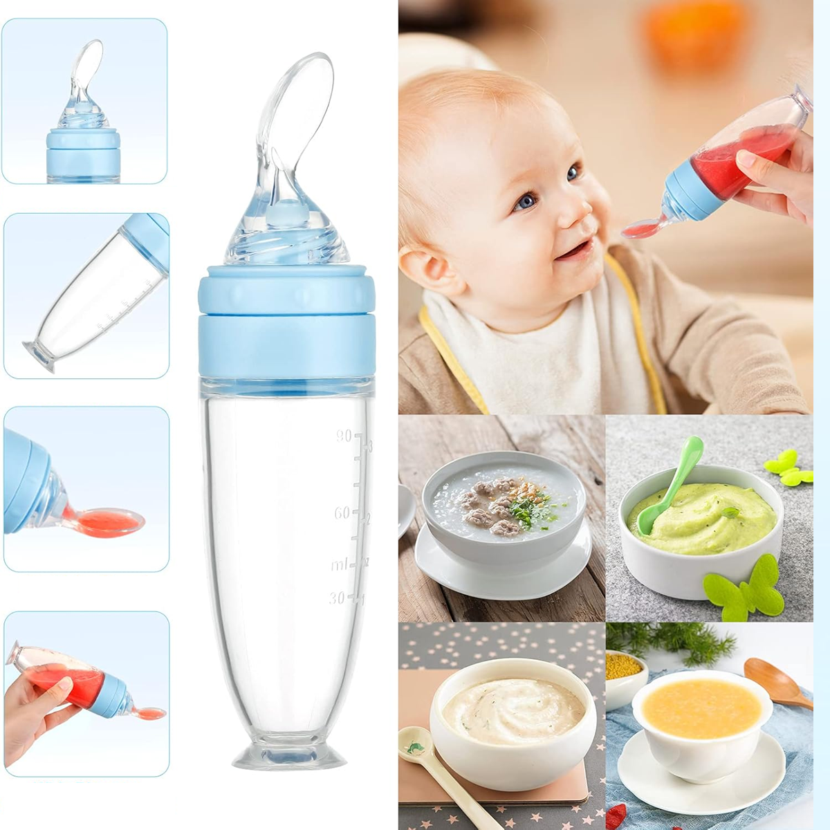 LEADSTAR Gryzak podajnik na owoce 2 sztuki 6 ustników + łyżeczka 90 ml