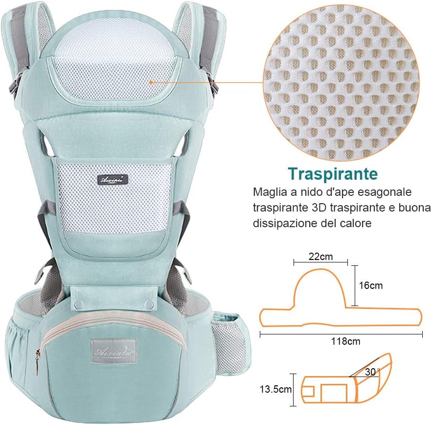 Portabebés ergonómico con cinturón de cadera 11 en 1