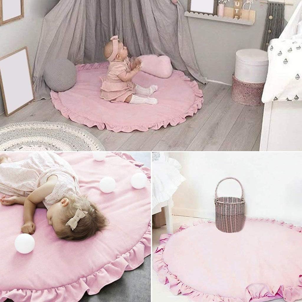 OLDPAPA Spielmatte Rüschen Teppich 100cm