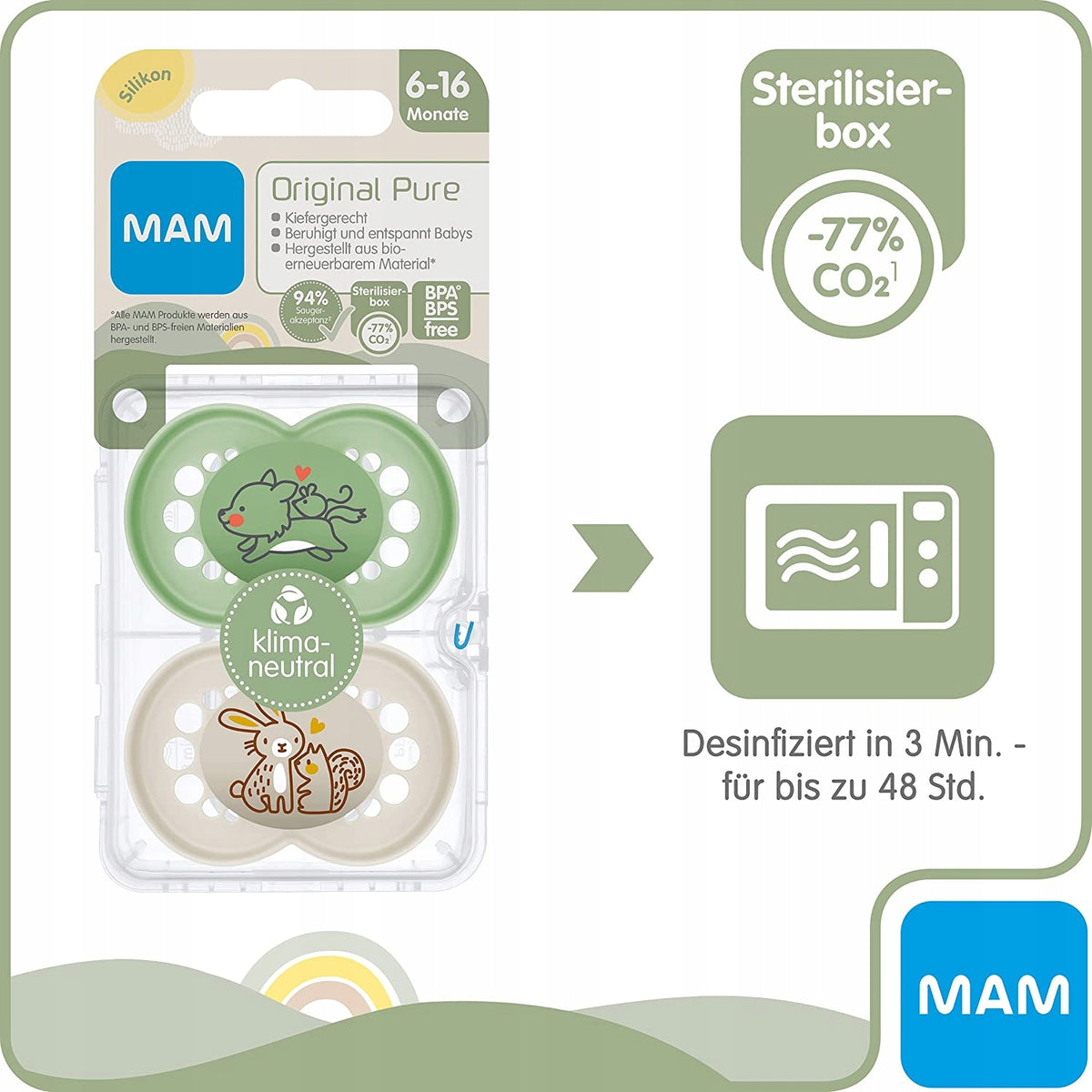 MAM PURE smoczek uspokajający x2 6-16 +box – zdjęcie produktu 7