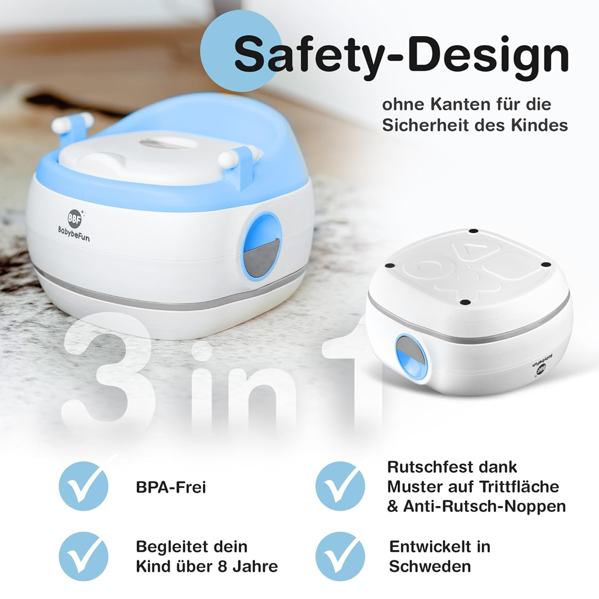 BABYBEFUN 3w1 nocnik nakładka podnóżek – zdjęcie produktu 7