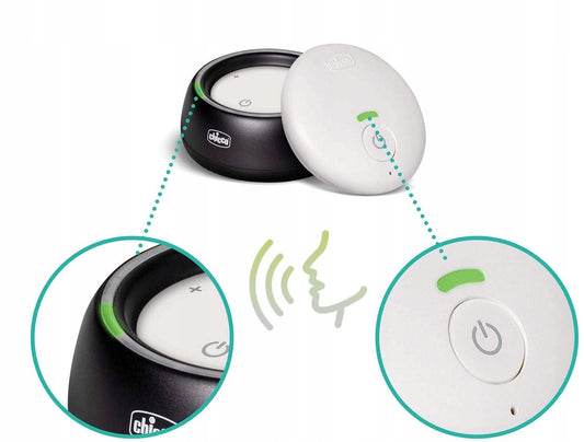 CHICCO audio cyfrowa niania elektroniczna DECT, biało-czarny monitor z funkcją Smart ECO Mode i alarmem