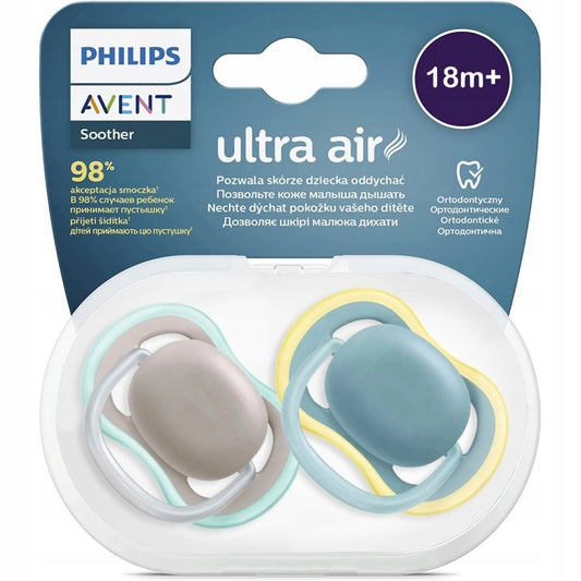 PHILIPS AVENT Ultra Air smoczki x 2 18msc+ BPA-free z etui, ortodontyczne, modne kolory