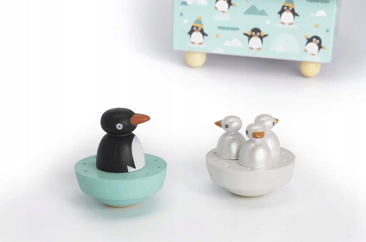 TROUSSELIER caja de música magnética de madera PINGÜINOS