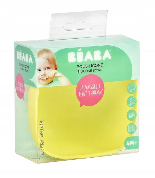BEABA miska silikonowa z przyssawką 240ml, żółta miseczka silikonowa 4m+ dla dziecka