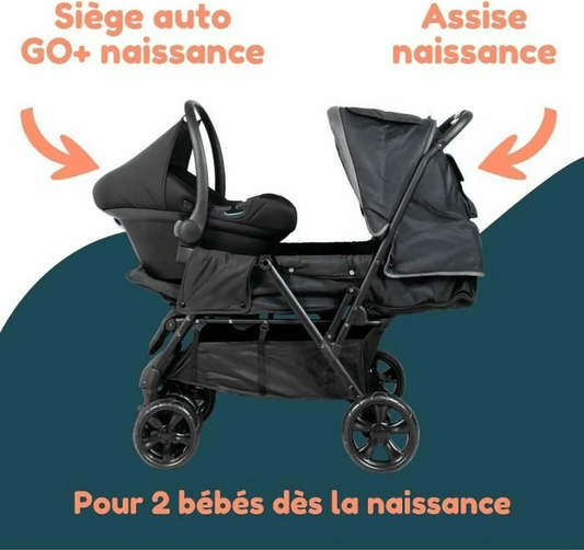 BAMBISOL carrito doble + silla de coche grupo 0