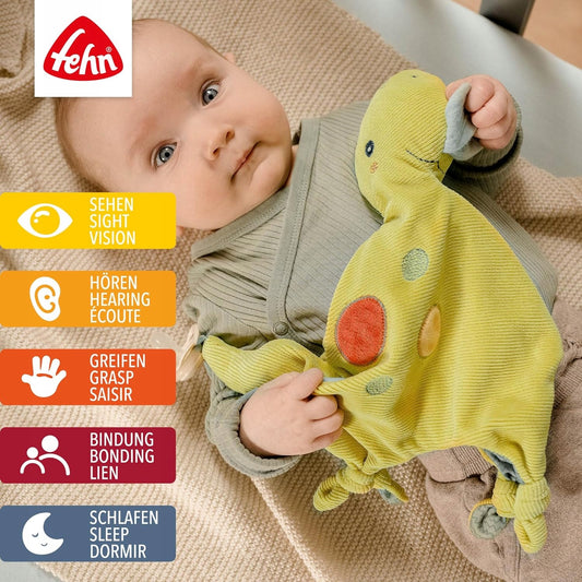 FEHN Happy Dino komforter przytulanka DINOZAUR 30 cm uchwyt smoczka