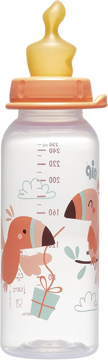 NIP fles met latex speen maat M middelmatige stroom 240 ml