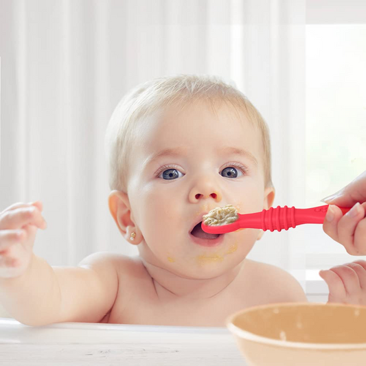 VICLOON Sticky Spoon cuillère en silicone 2,5 x 10 cm 4 m+ rouge