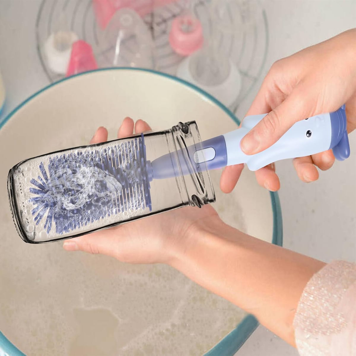 ABIRDON 3în1 perii din silicon pentru curățarea sticlelor, tetinelor, paielor 28cm