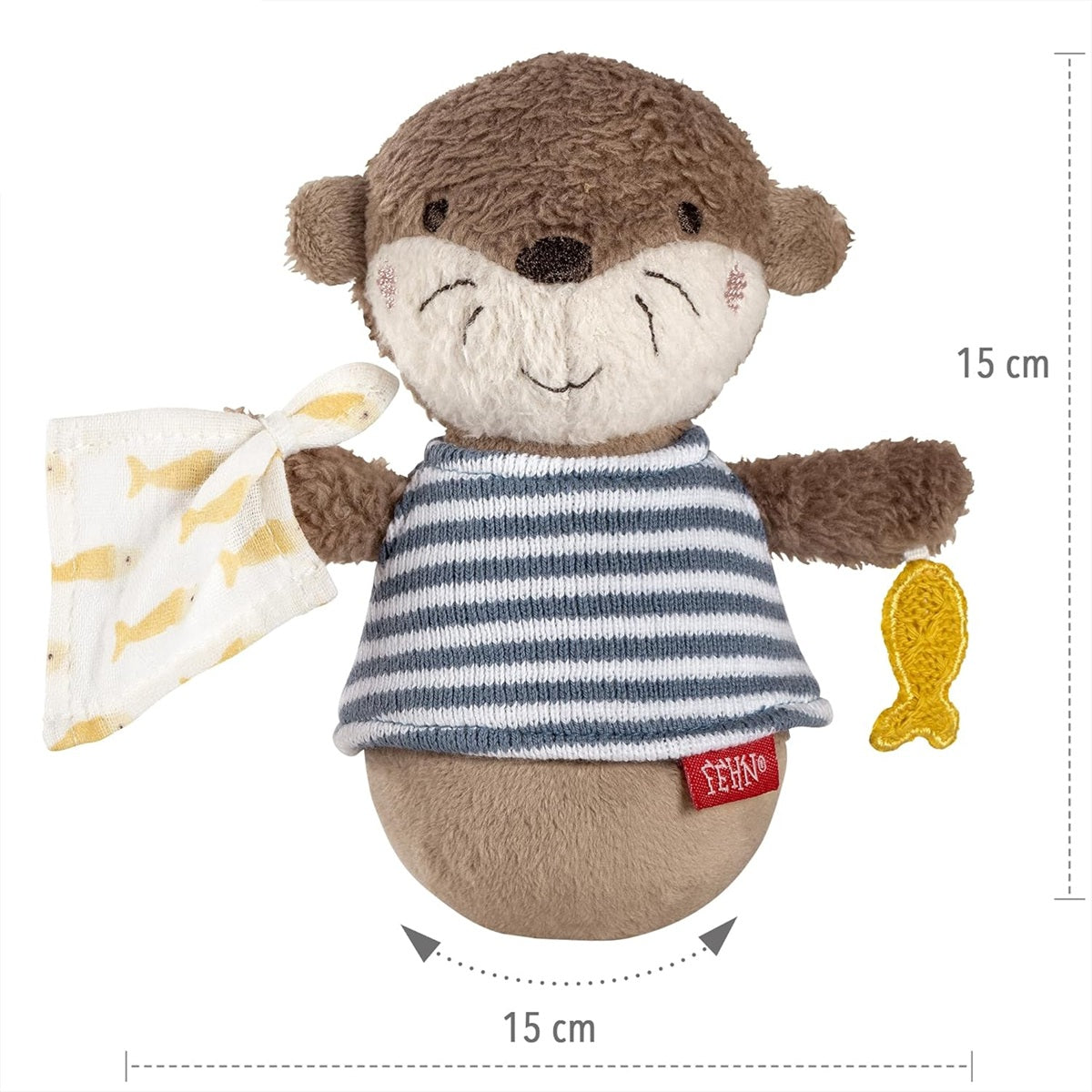 FEHN Otter roly-poly toy with a rattle, 15 cm