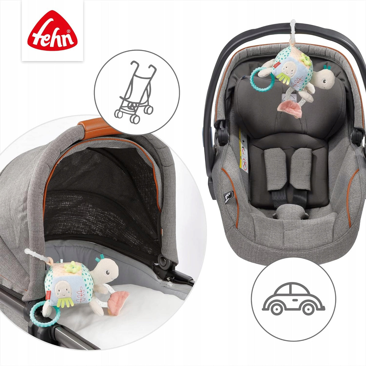 FEHN zawieszka z grzechotką ŻÓŁW 18X17 cm – zdjęcie produktu 5