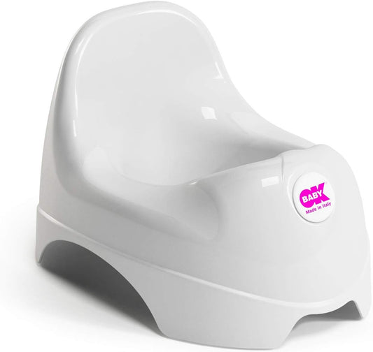 OKBABY nocnik 18 m+ biały, ergonomiczny nocnik dla dziecka z osłoną przed rozpryskami, polipropylen BPA-free