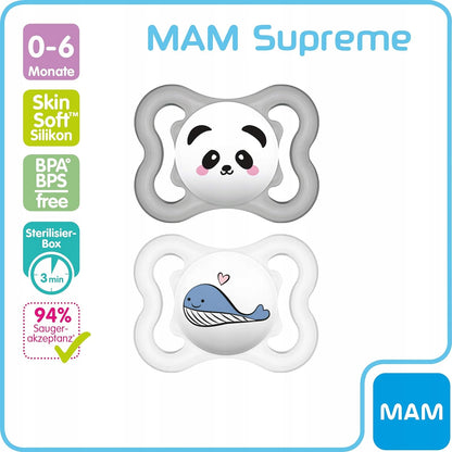 MAM Supreme πιπίλα σιλικόνης 0-6 μηνών x2