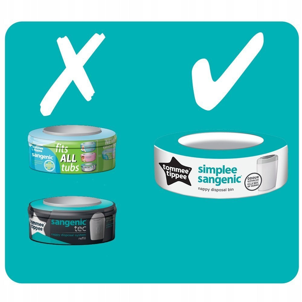 TOMMEE TIPPEE simplee sangenic kosz na zużyte pieluchy + wkład, pojemnik na pieluchy z wkładem