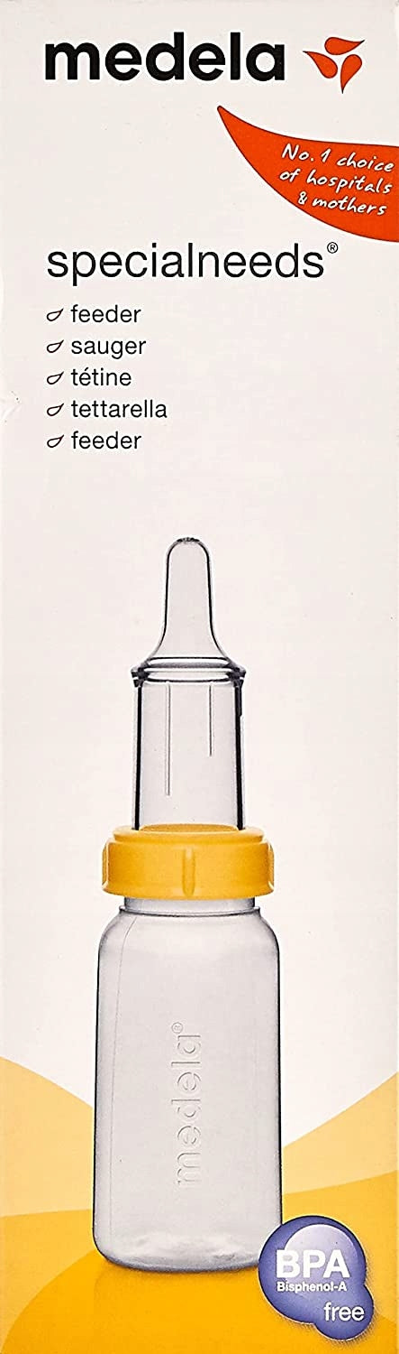 MEDELA SPECIALNEEDS zestaw butelka + smoczki, butelka dla niemowląt 150 ml, BPA free, żółta