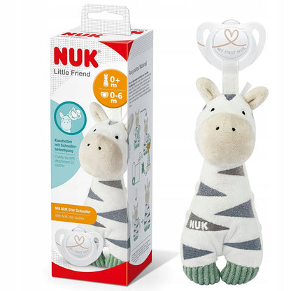 NUK Little Friend succhietto calmante con peluche ZEBRA 0-6 m