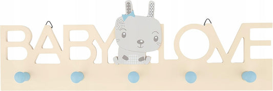 BIECO Baby Love appendiabiti in legno con 5 ganci CONIGLIO