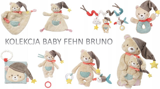 FEHN Miś Bruno RĘCZNIK Z KAPTUREM 80x80 cm, miękki ręcznik kąpielowy z kapturem w kolorze beżowym