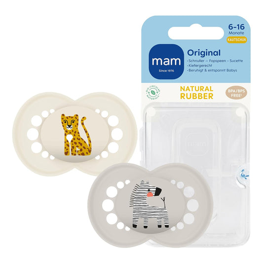 MAM Original smoczek uspokajający lateksowy x2 6-16m z naturalnego lateksu, dla dzieci 6-16 miesięcy