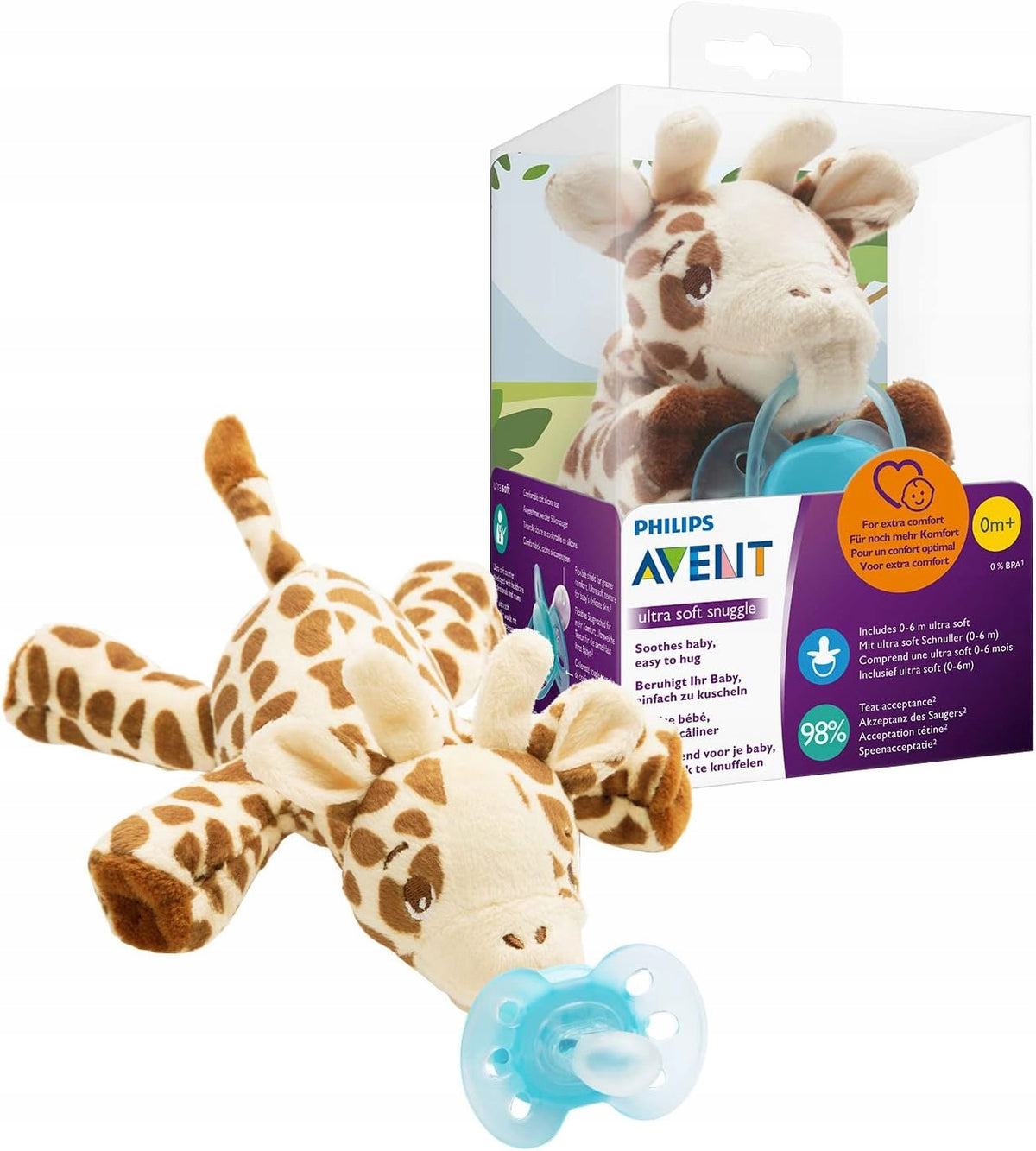 AVENT chupete calmante con peluche 0-6m para bebés