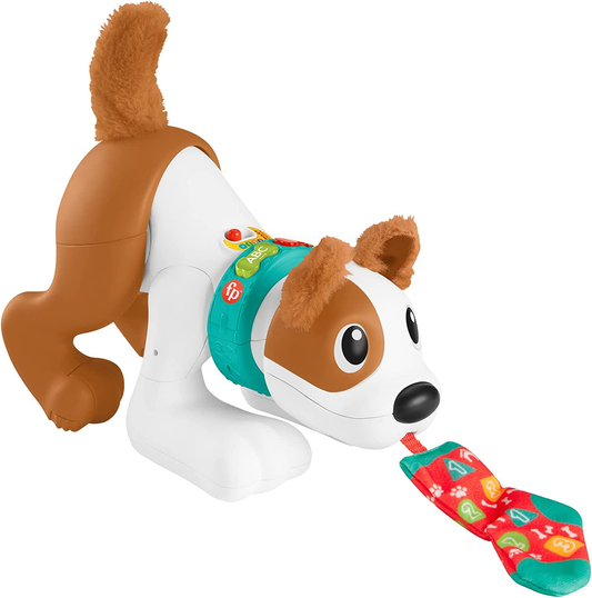 FISHER-PRICE interaktywny PIESEK j. niemiecki, edukacyjna zabawka dla niemowląt 6m+, wielokolorowa, z językiem do pociągania