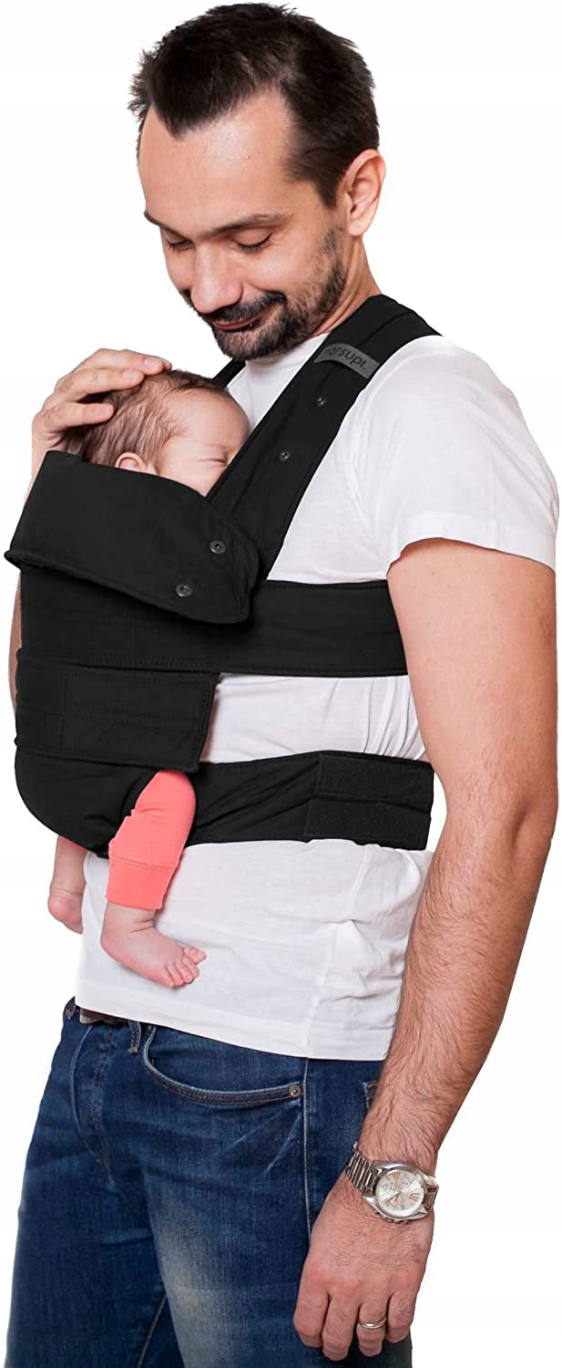 MARSUPI 2.0 nosidełko ergonomiczne L 3,5 - 15 kg, czarne nosidło miękkie dla dziecka