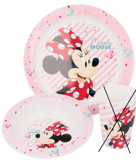 DISNEY MINNIE MOUSE zestaw naczyń talerz + miska dla dzieci, różowy komplet Disney Minnie Mouse