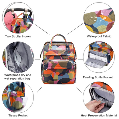 SNDMOR rugzak voor kinderwagen met accessoires en reisbedje