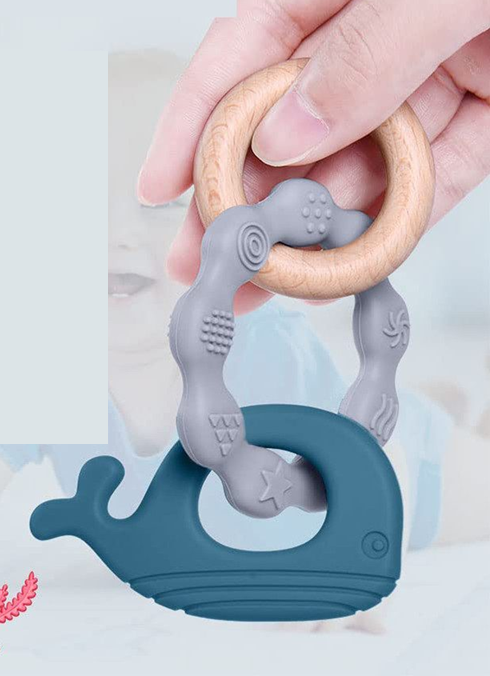 VICLOON massaggiagengive in legno e silicone BALENA