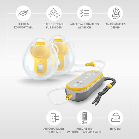 MEDELA Freestyle Flex podwójny LAKTATOR hands-free, przenośny, ładowalny, z anatom. osłonami i automatycznym trackingiem