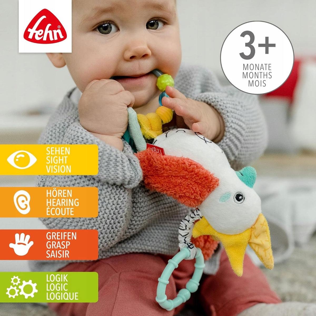 FEHN Dobabydoo sensory stroller toy PARROT