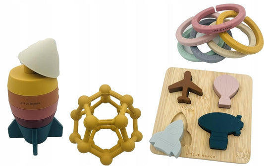 LITTLE NANOO set di giocattoli sensoriali in silicone 18 pezzi 6 m+