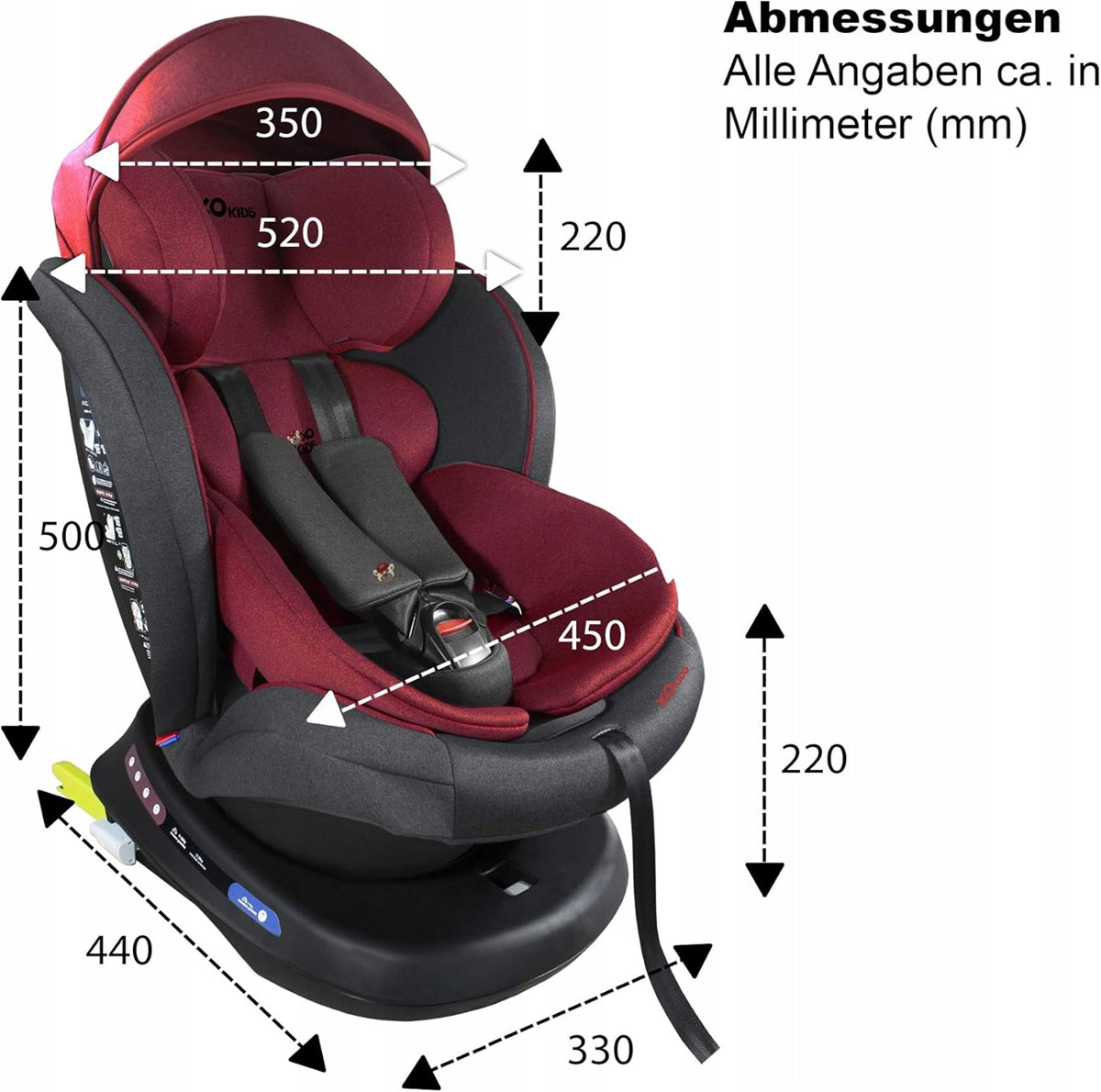 XOMAX S64 asiento de coche giratorio 360° grupo 0/1/2/3 ISOFIX