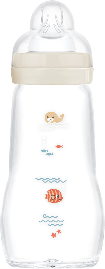 MAM Feel Good biberon in vetro 260 ml 2 m+ tettarella 2 CREATURE MARINE