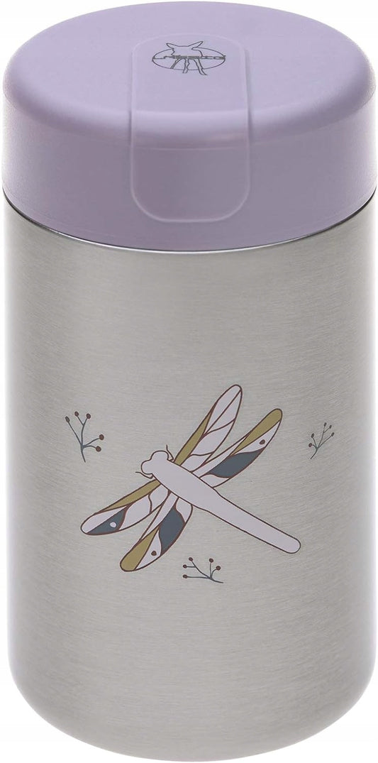 LASSIG Food Jar TERMOS OBIADOWY stal nierdzewna 480 ml, fioletowy termos obiadowy z motywem ważki