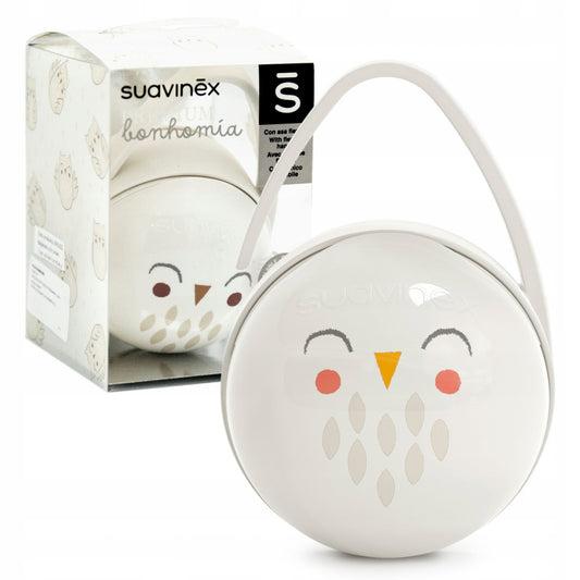SUAVINEX PREMIUM etui pudełko na smoczki z elastycznym uchwytem, kremowa biel, 2 komory
