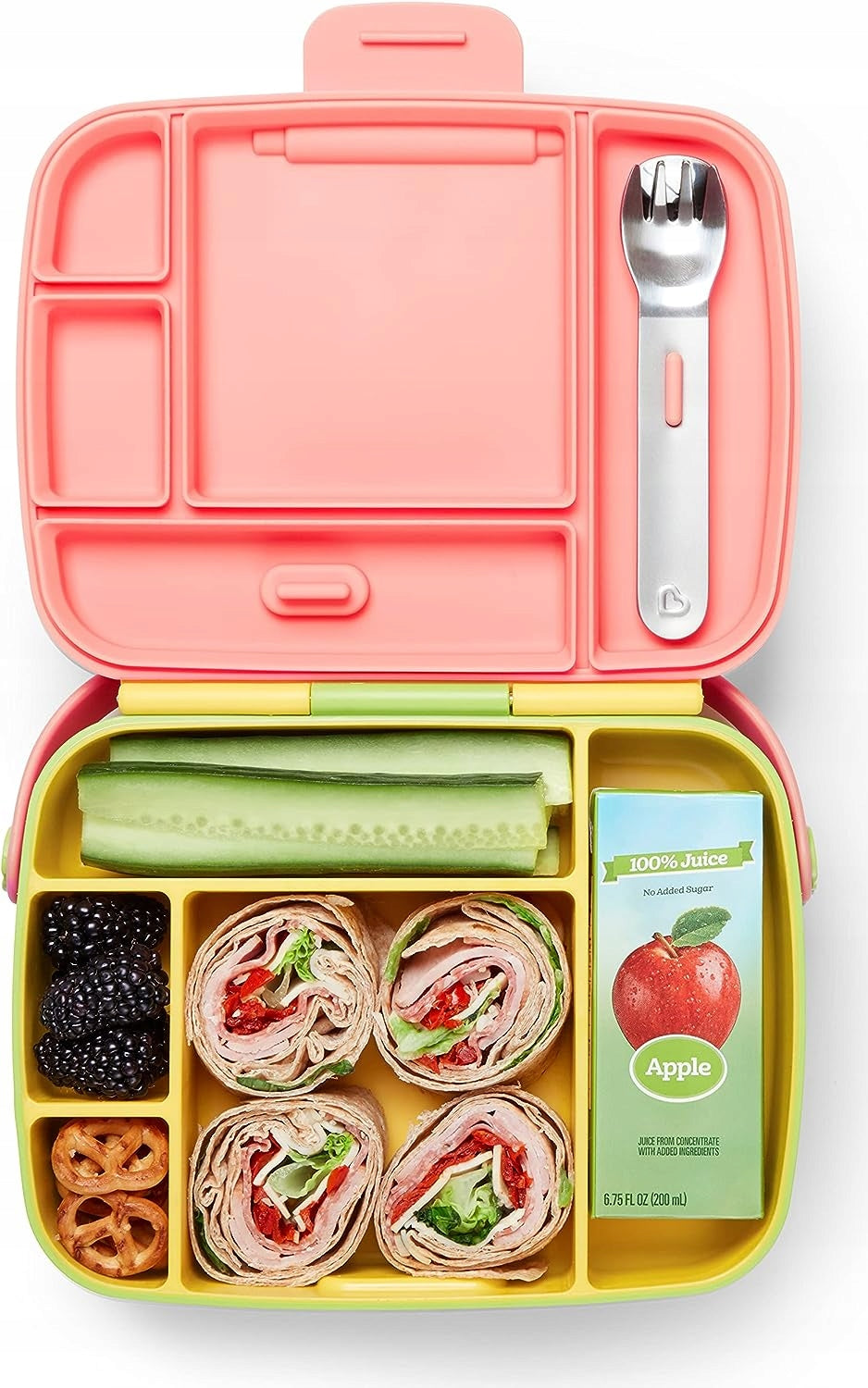 MUNCHKIN Bento Box Caja de Almuerzo con Cubiertos, 5 compartimentos