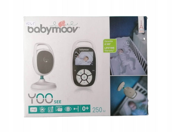 BABYMOOV Yoo See niania elektroniczna 2,4" biało-czarna, monitor baby monitor z VOX i zasięgiem do 250 m