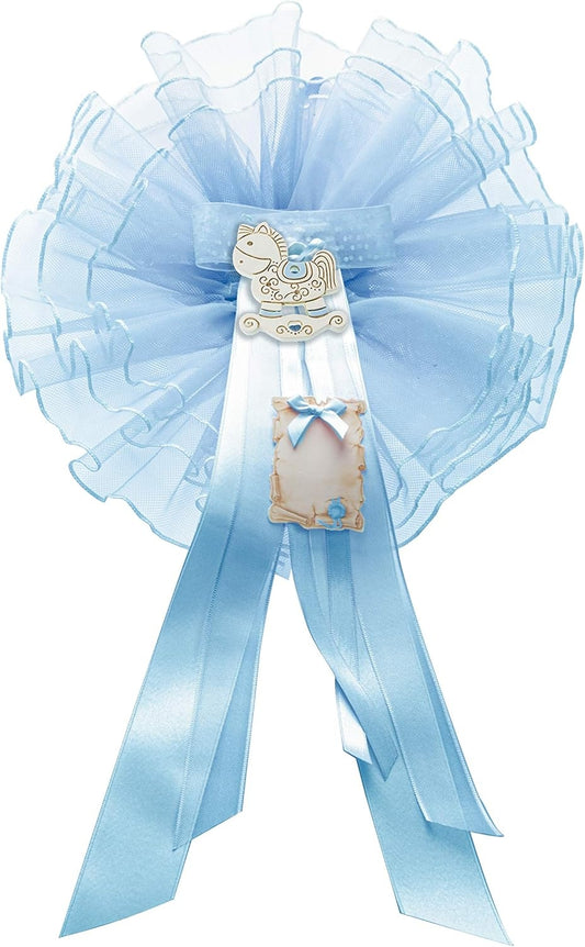 MARELI fiocco nascita 32 cm ceramica tulle raso
