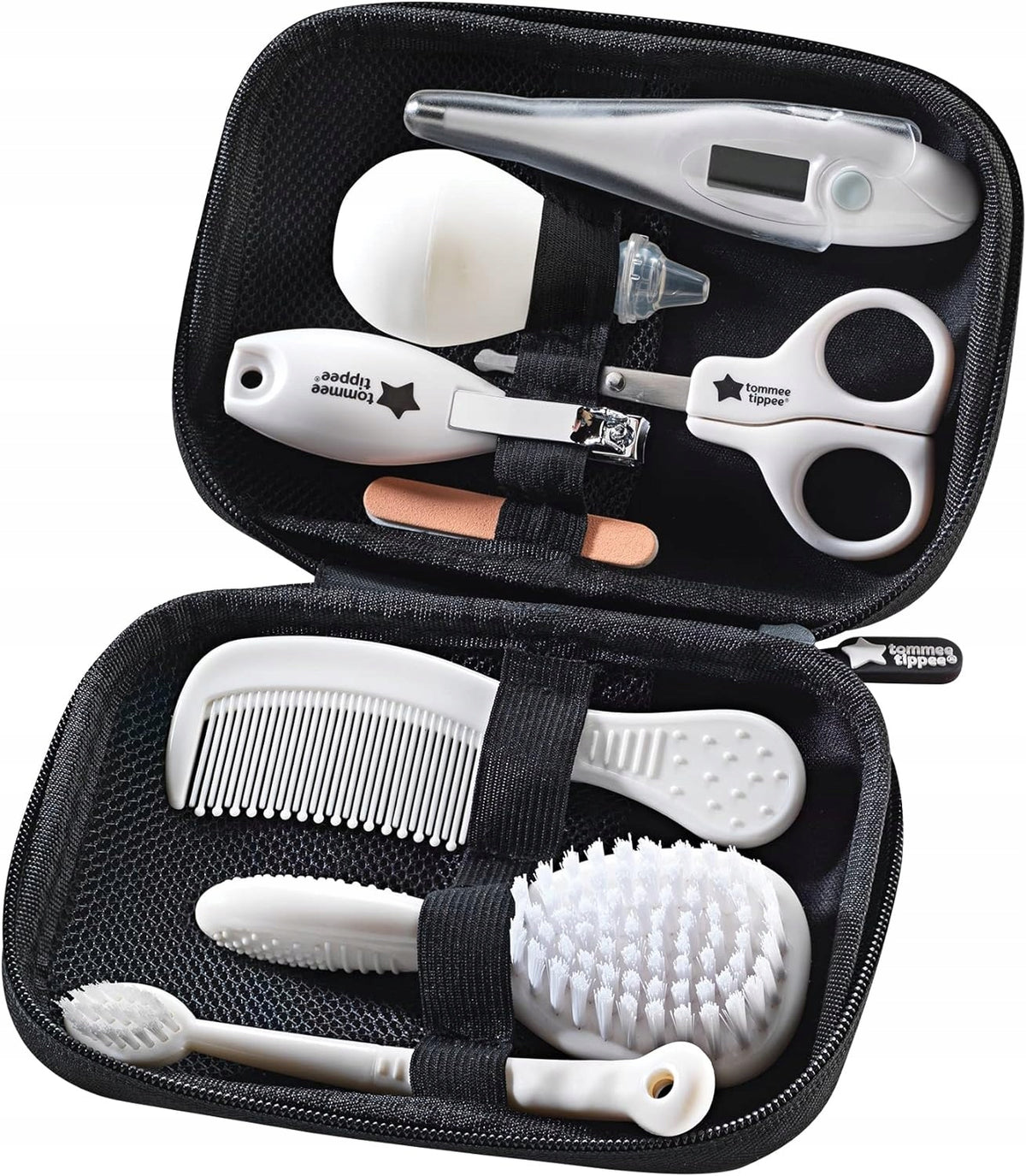 TOMMEE TIPPEE CareProtect zestaw do pielęgnacji dziecka 9 elementów + etui, czarno-biały zestaw akcesoriów