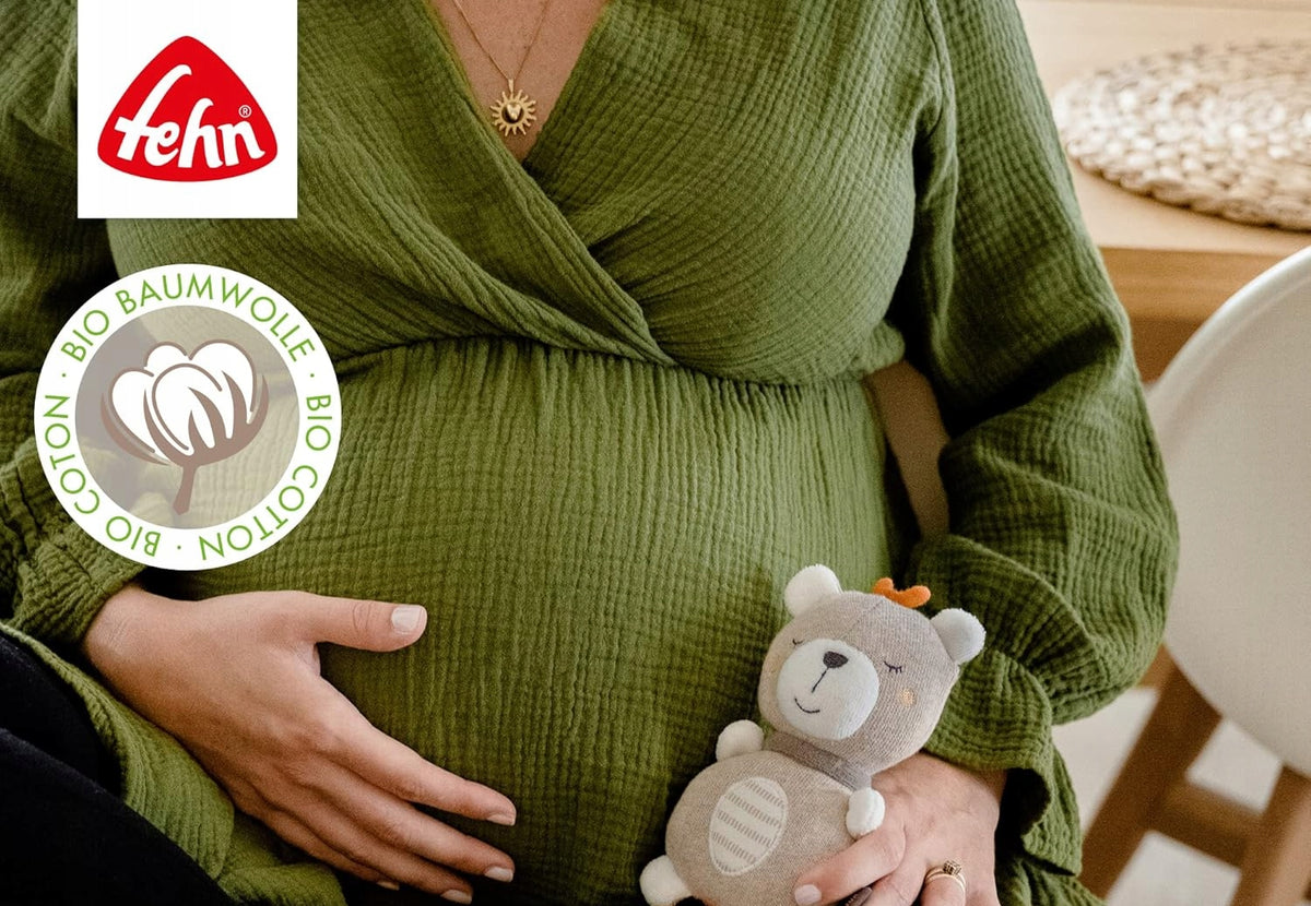 FEHN Natur peluche de algodón orgánico con caja de música 19 cm