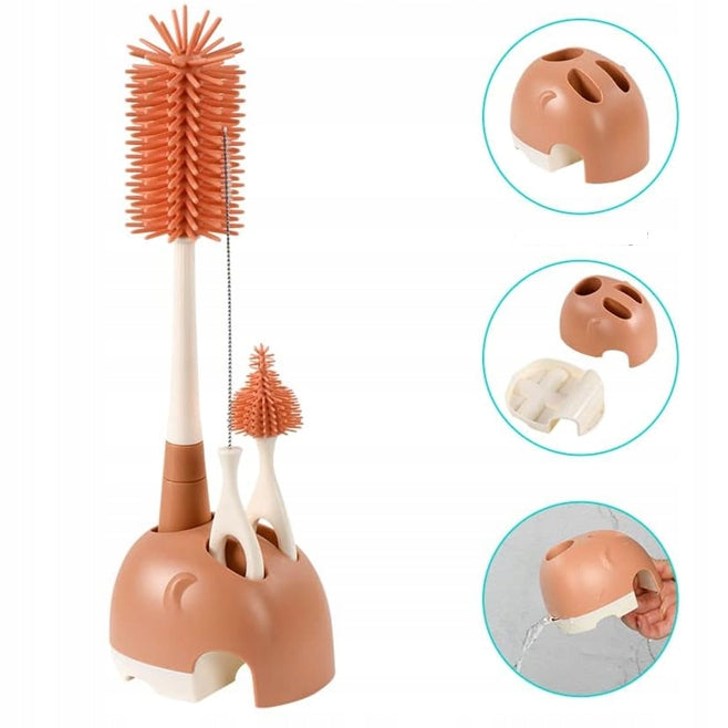 VICLOON 3in1brushes for cleaning bottles, teats and strawscolour carameldimensions of the items are given in