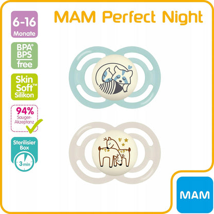 MAM Perfect Night chupete calmante x2 6-16m + caja