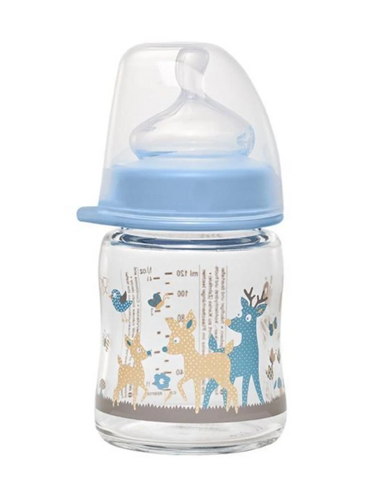 NIP skleněná láhev s dudlíkem velikost S pomalý průtok 120 ml ACTIFLEX