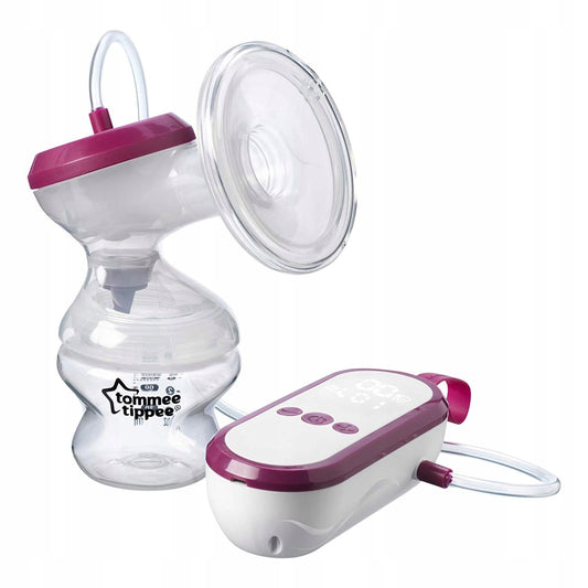 TOMMEE TIPPEE Made for Me LAKTATOR ELEKTRYCZNY, biało-bordowy, cichy laktator elektryczny z butelką i panelem sterowania