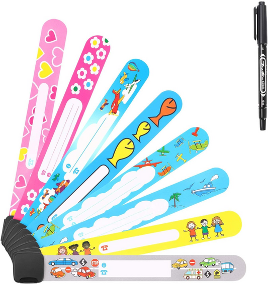 VICLOON braccialetti SOS impermeabili per bambini 8 pezzi + pennarello