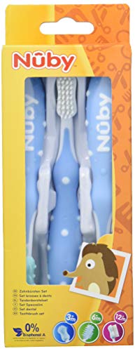 Nuby ID754 set di spazzolini da denti blu x3